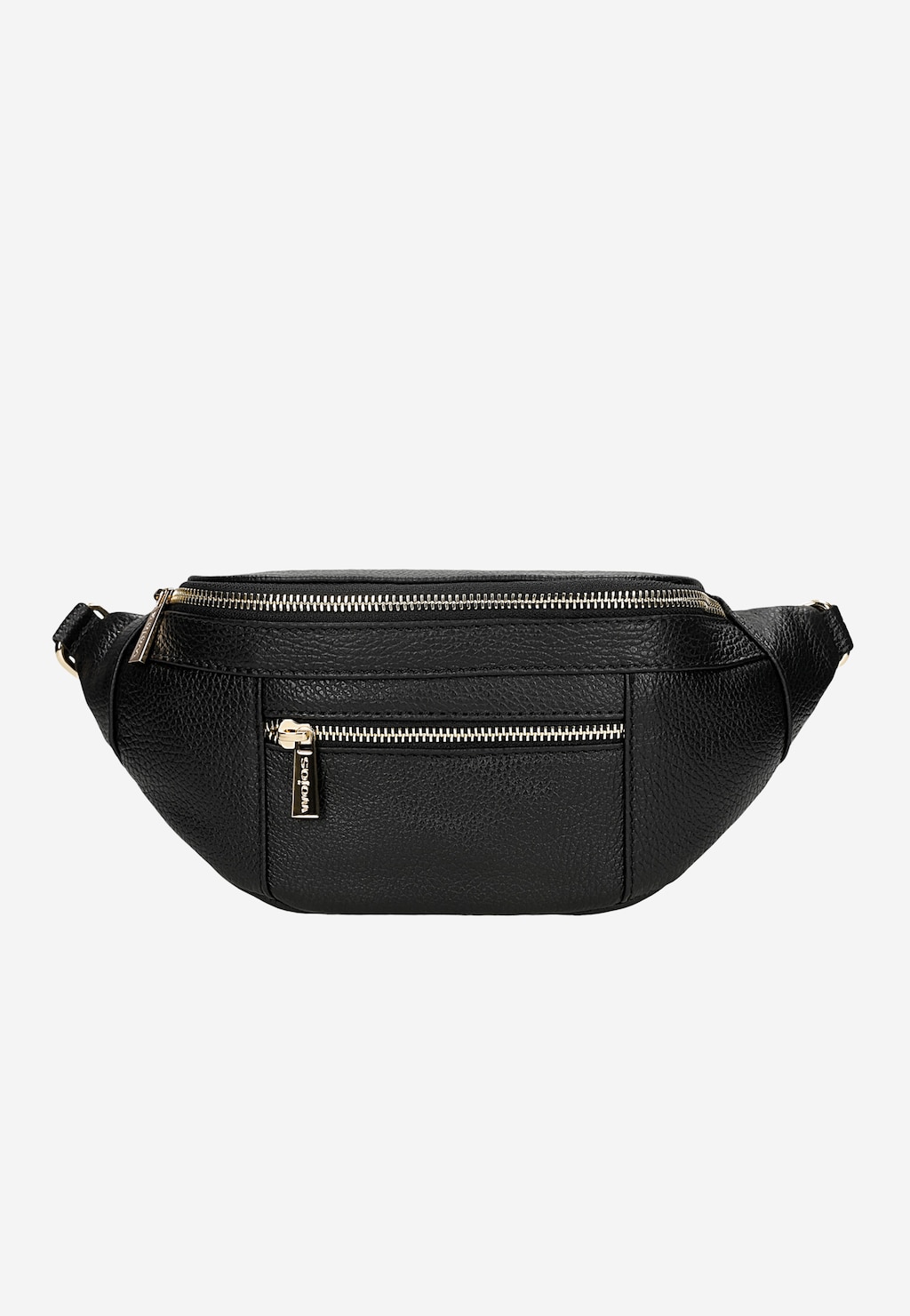 Czarna torebka nerka damska ze skóry licowej ze złotymi zamkami 80301-41 Widok 2