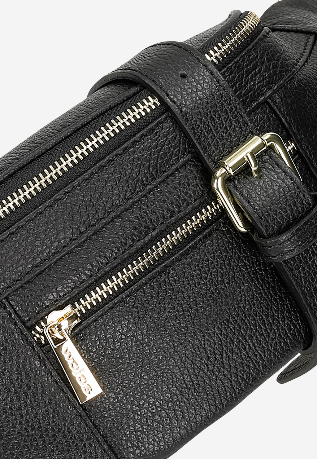 Czarna torebka nerka damska ze skóry licowej ze złotymi zamkami 80301-41 Widok 7