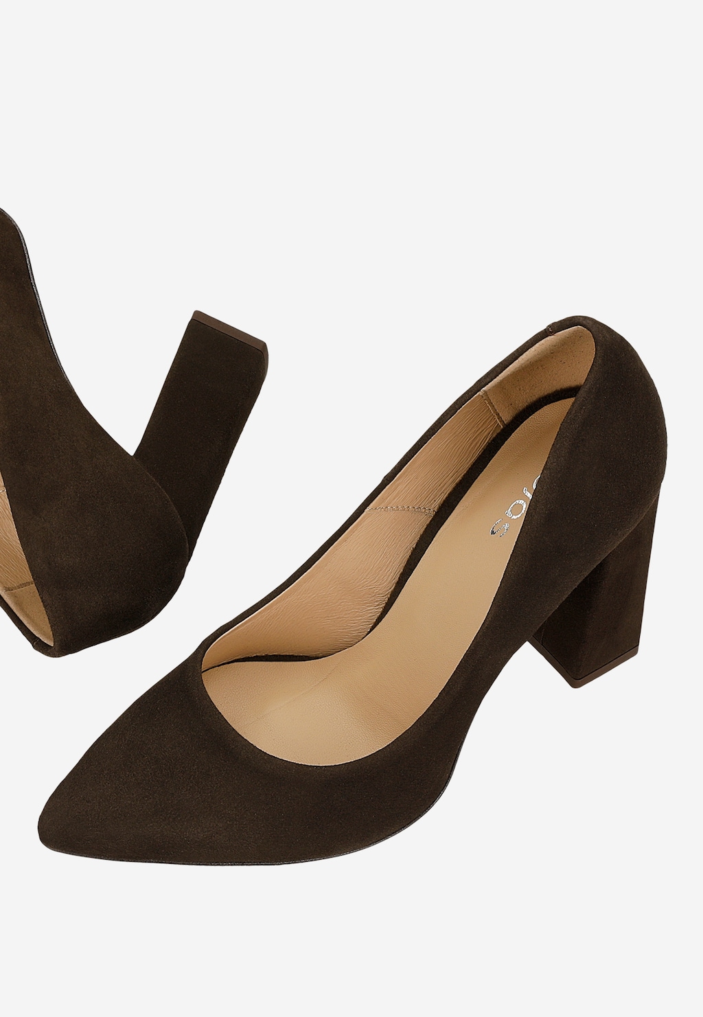Brązowe czółenka damskie na wysokim słupku 35039-62 Widok 6