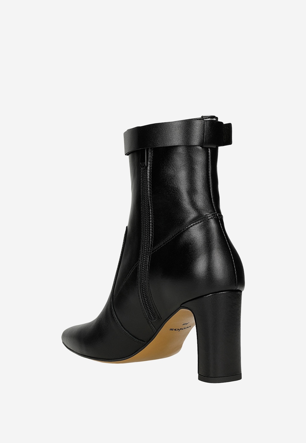 Czarne skórzane botki damskie ze zdejmowanym paskiem 55316-51 Widok 4