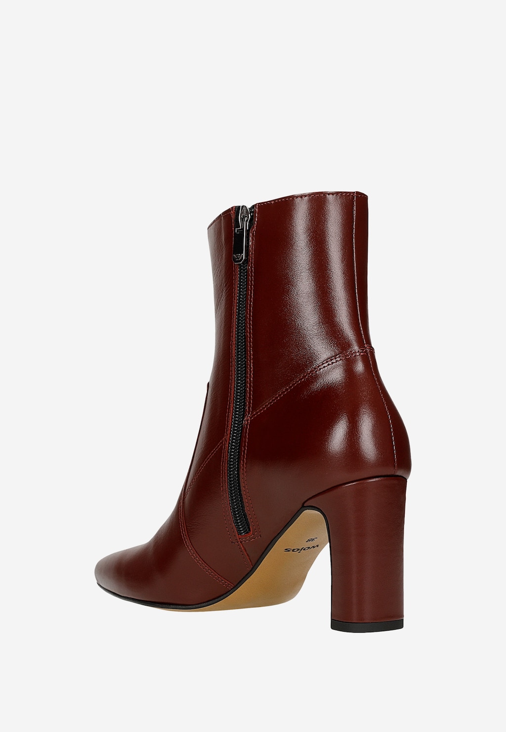 Bordowe skórzane botki na słupku 55316-55 Widok 3