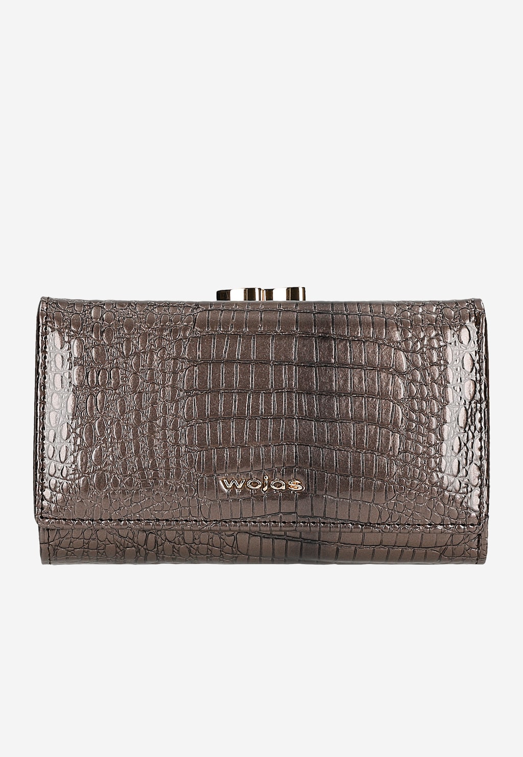 Beżowy lakierowany portfel damski zapinany na zatrzask 91085-34 Widok 2