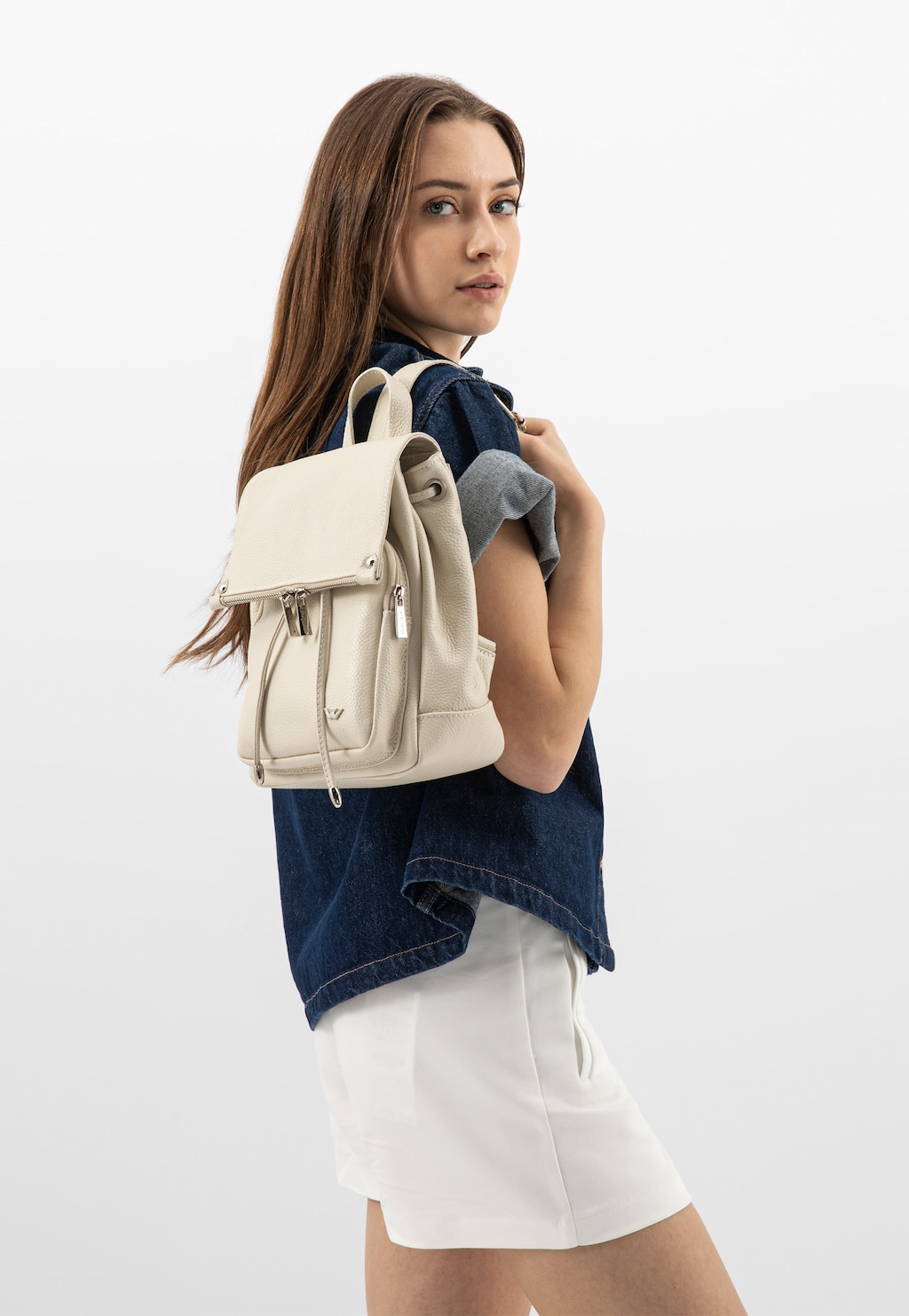 Plecak damski beżowy ze skóry naturalnej 80092-54 Widok 8