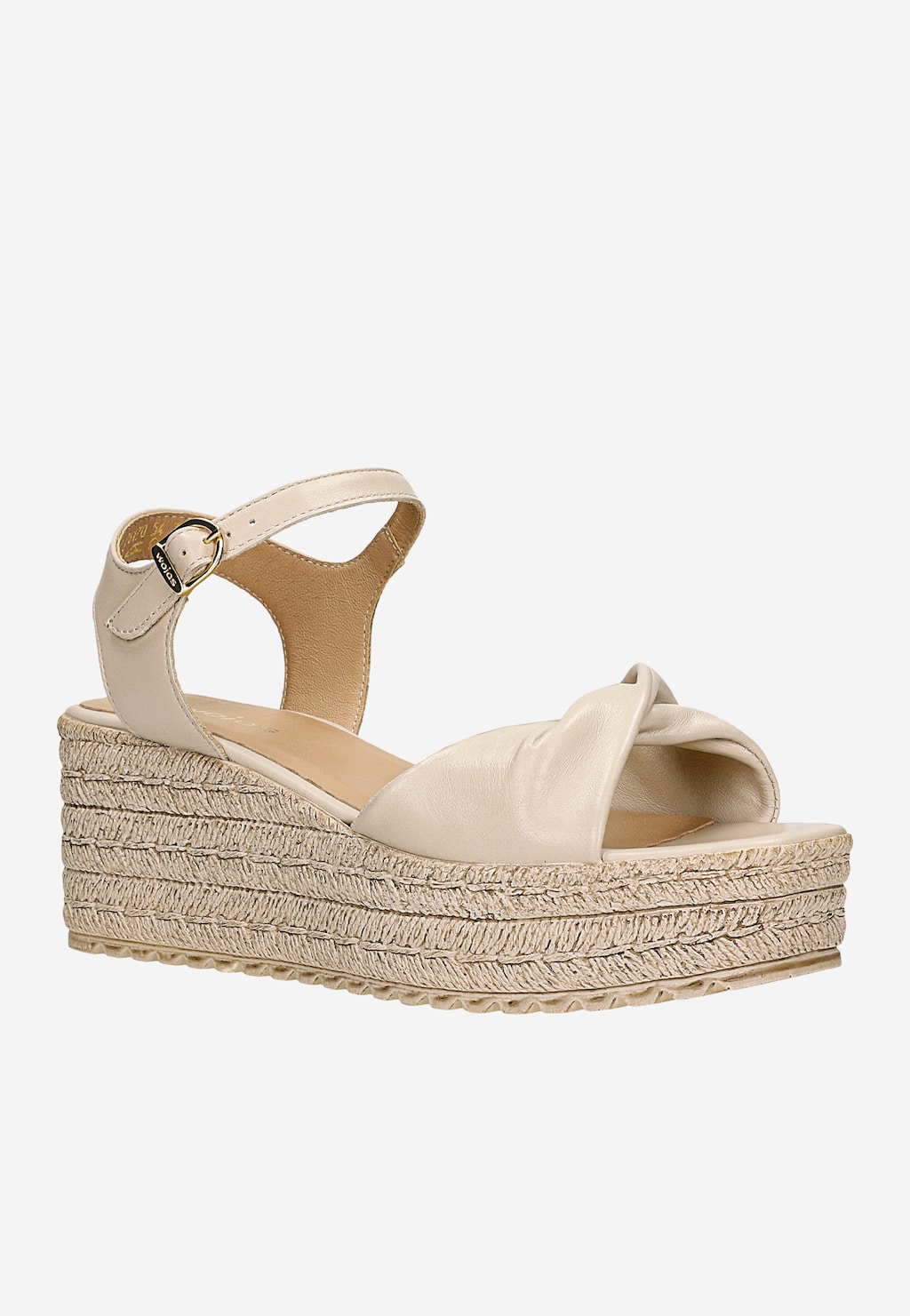 Béžové kožené sandále na kline 76170-54 Widok 3