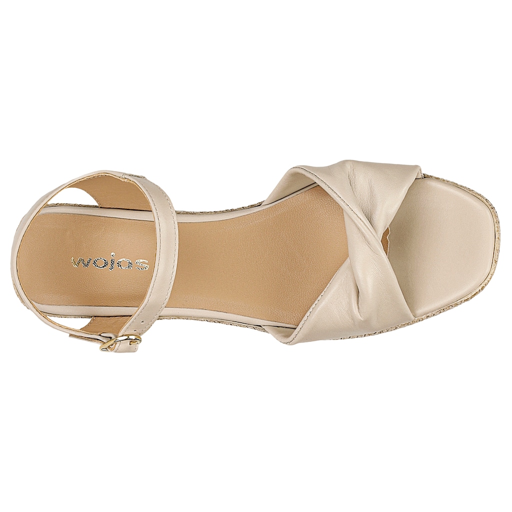 Béžové kožené sandále na kline 76170-54 Widok 5