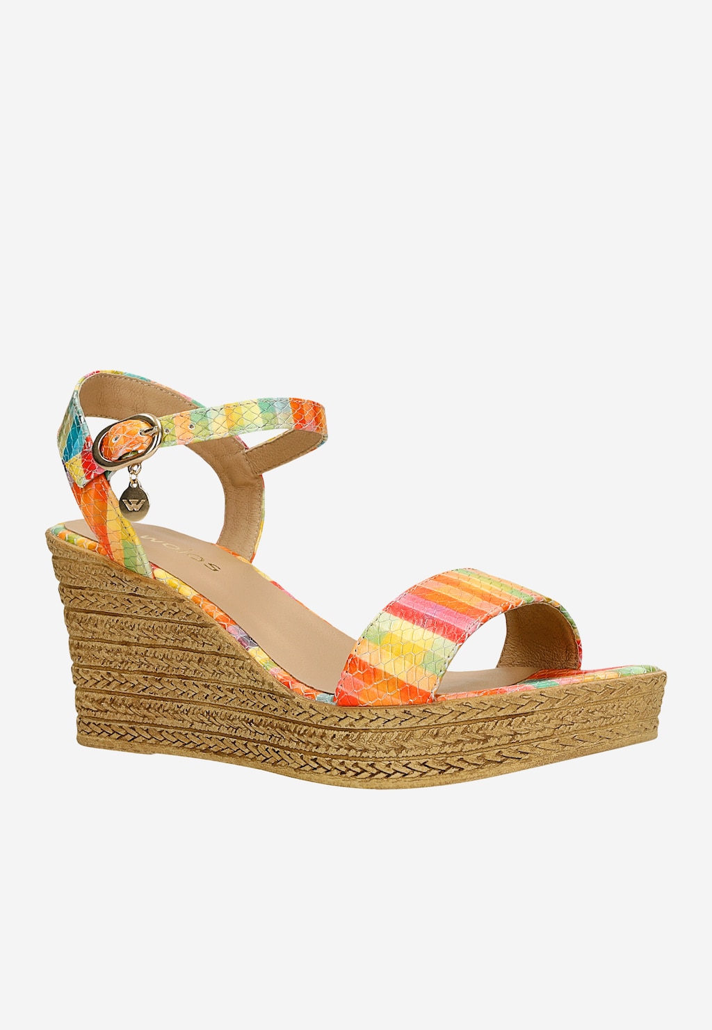 Kolorowe sandały damskie na koturnie 76022-50 Widok 3
