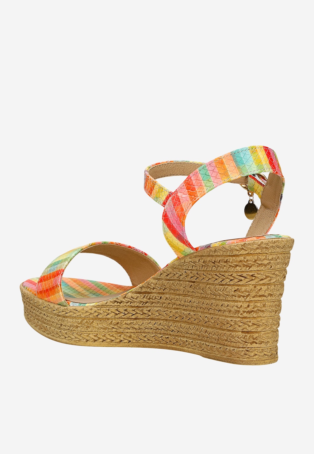 Kolorowe sandały damskie na koturnie 76022-50 Widok 4