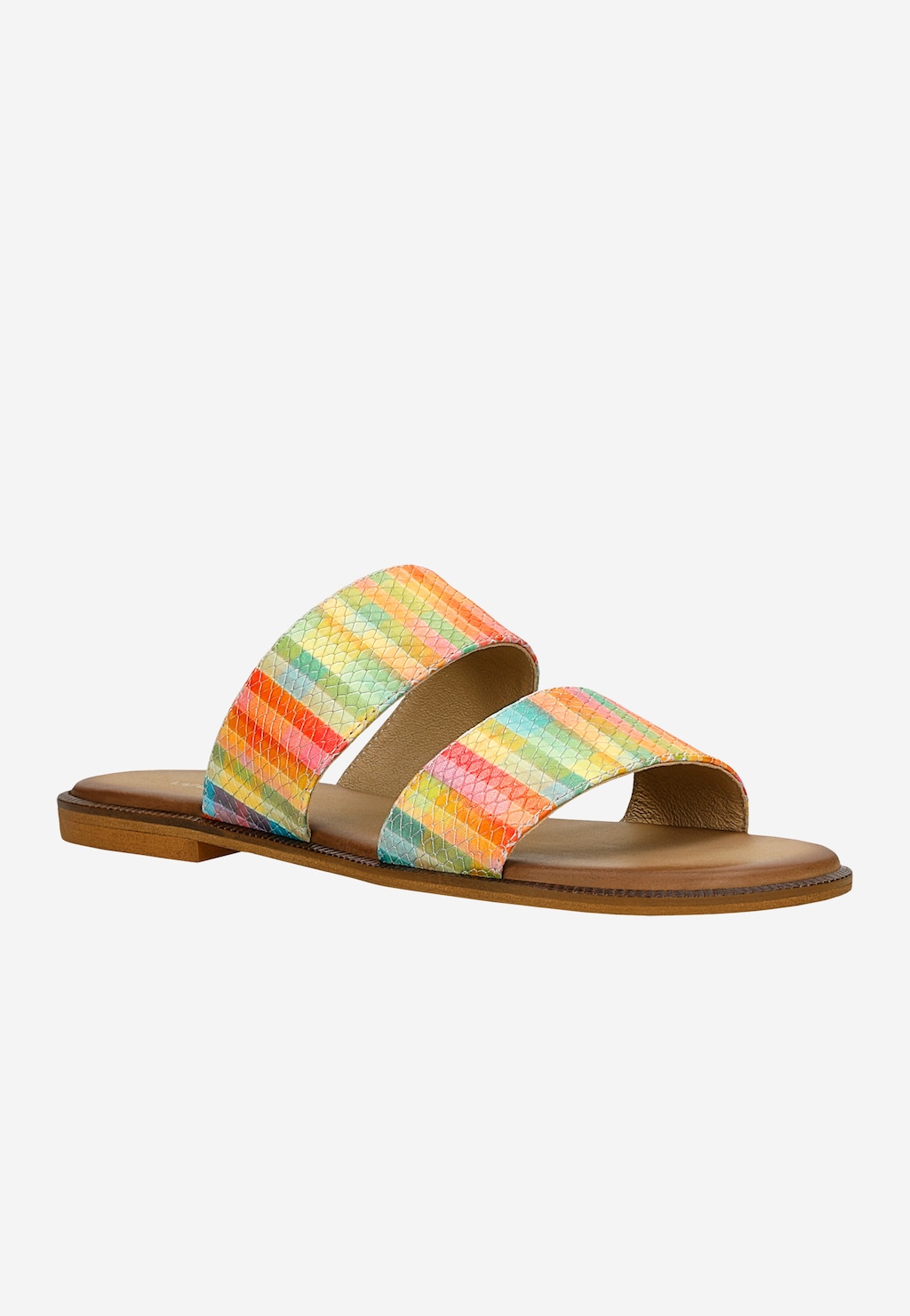 Kolorowe skórzane klapki damskie 74140-50 Widok 3