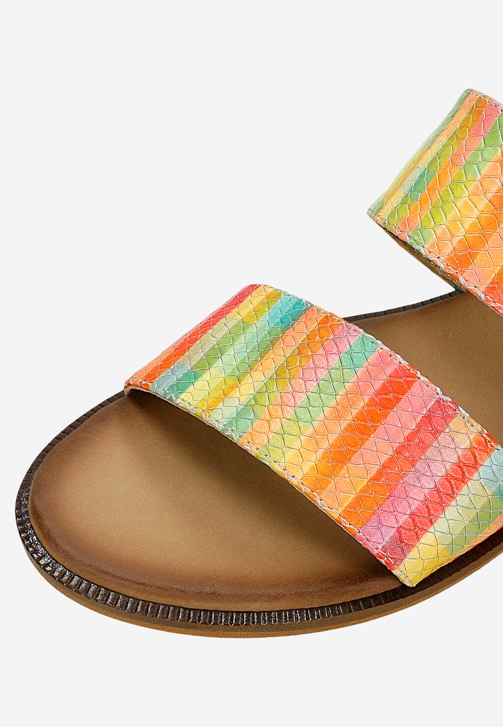 Kolorowe skórzane klapki damskie 74140-50 Widok 7