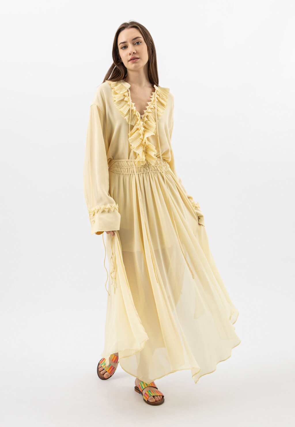 Kolorowe skórzane klapki damskie 74140-50 Widok 9