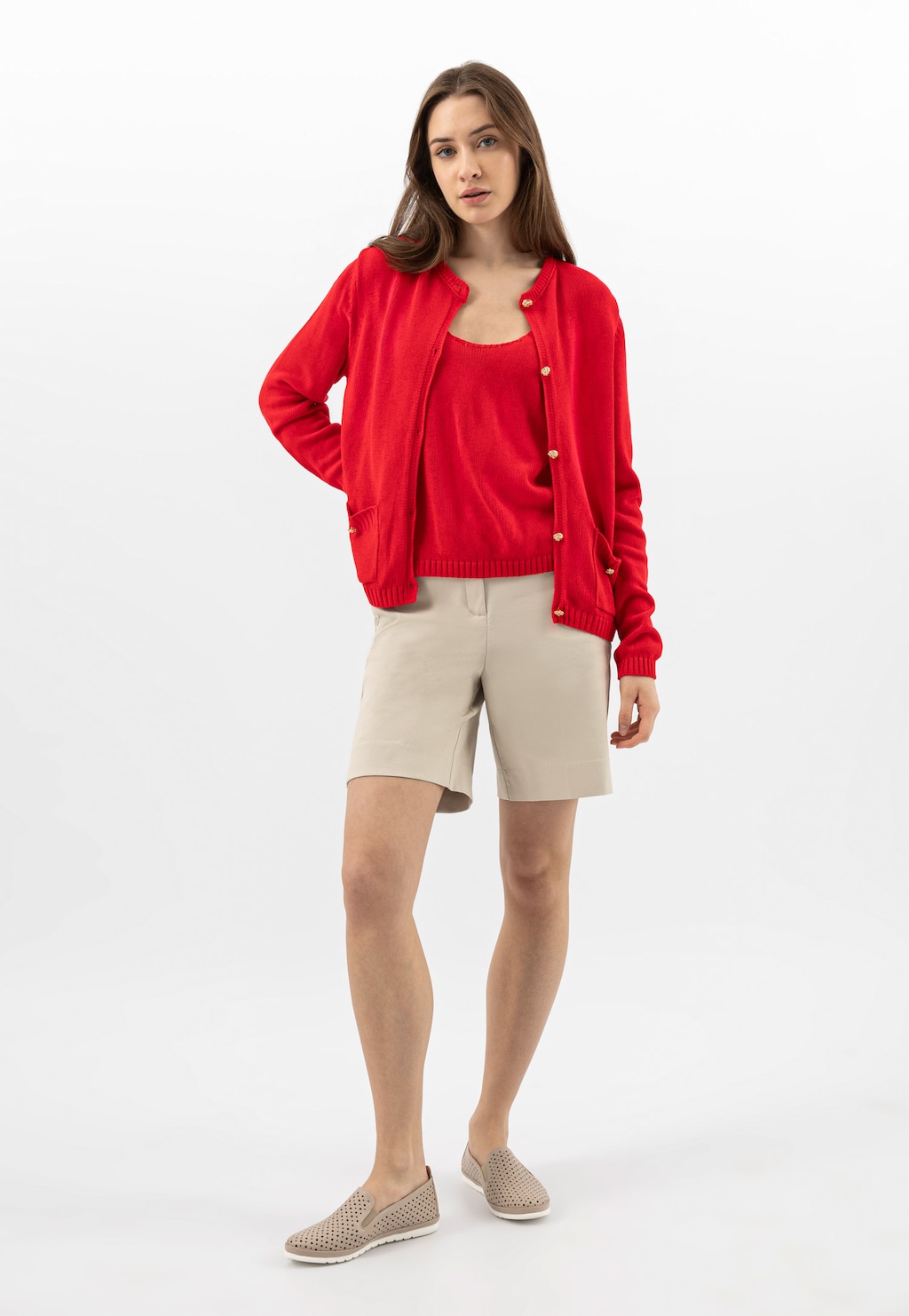 Beżowe skórzane loafersy z ażurowaniem 46102-54 Widok 1