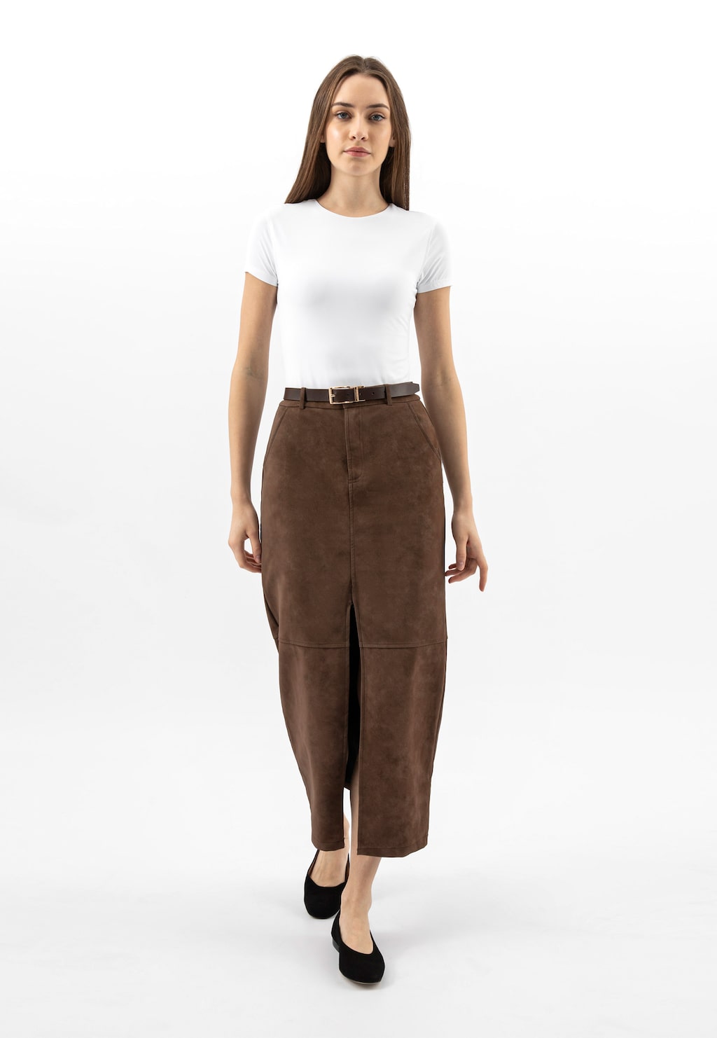 Čierne klasické dámske balerínky zo semišu 44003-61 Widok 8