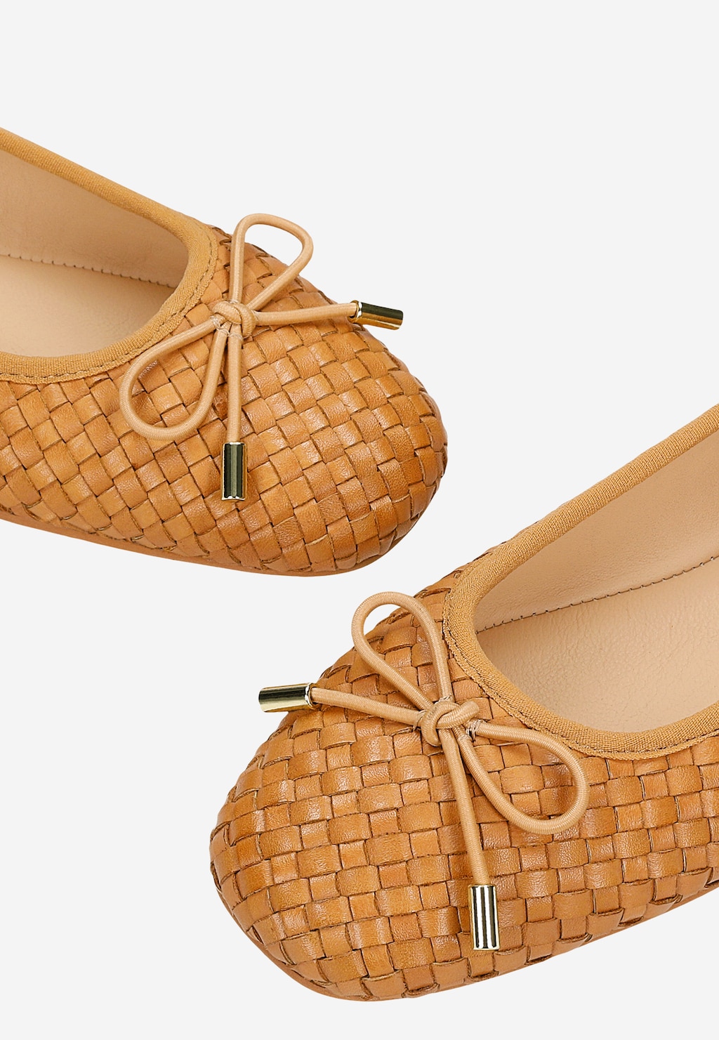 Hnedé pletené dámske kožené balerínky 44045-53 Widok 7