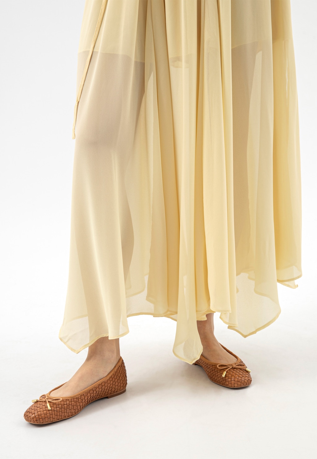 Hnedé pletené dámske kožené balerínky 44045-53 Widok 8