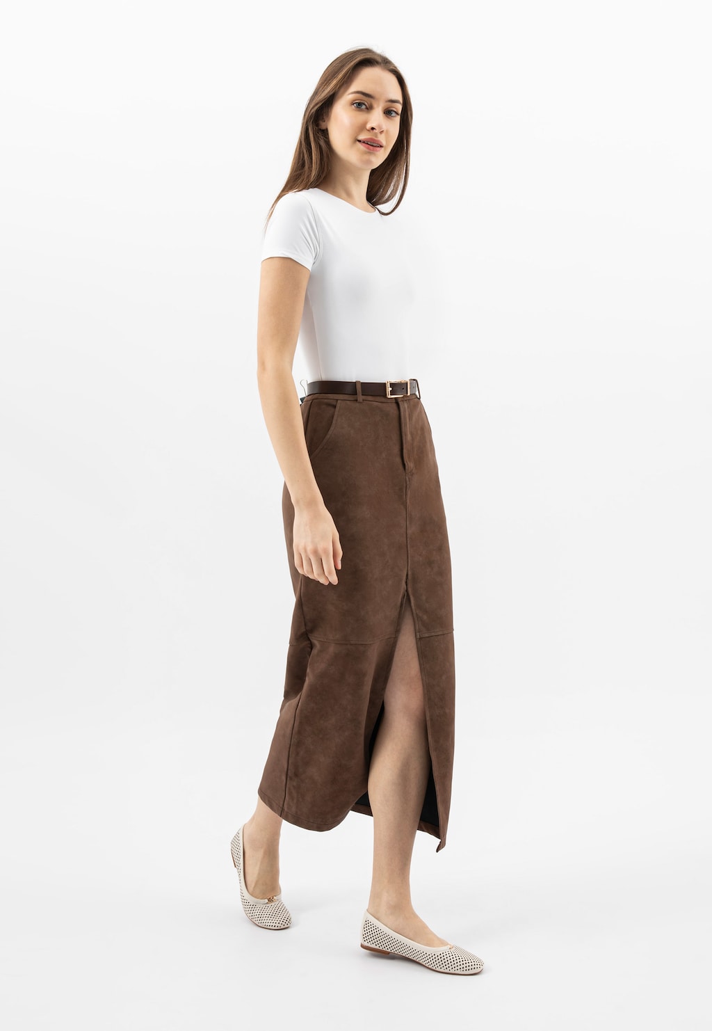 Ažúrové dámske balerínky v svetlobéžovej farbe 44056-59 Widok 9