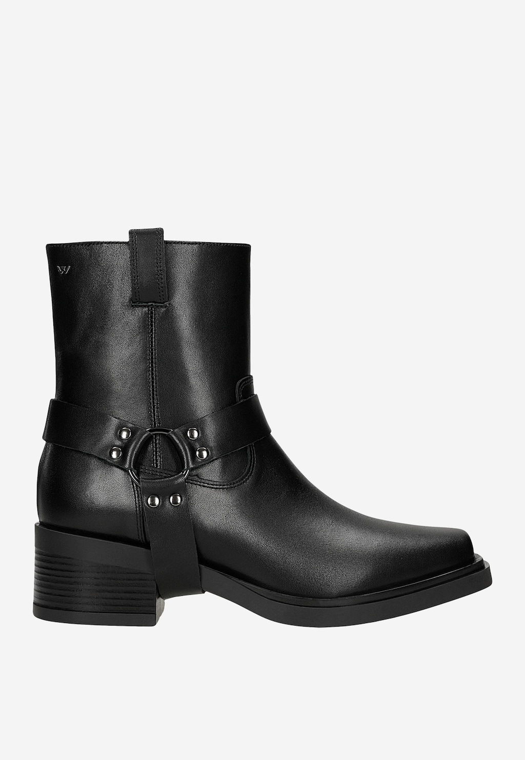 Černé kožené dámské kotníkové boty s odnímatelným páskem 55337-51 Widok 2