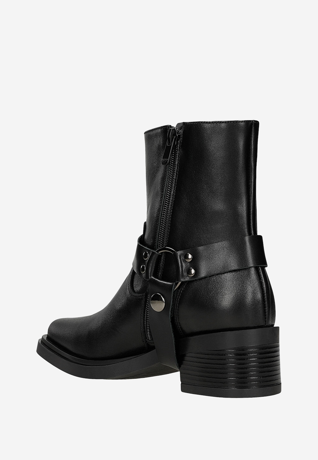 Černé kožené dámské kotníkové boty s odnímatelným páskem 55337-51 Widok 4