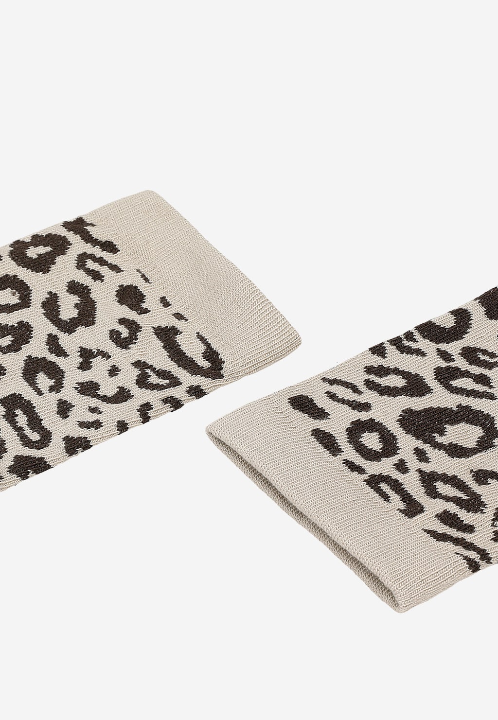 Béžovo-hnědé vysoké ponožky s leopardím vzorem 97075-83 Widok 2