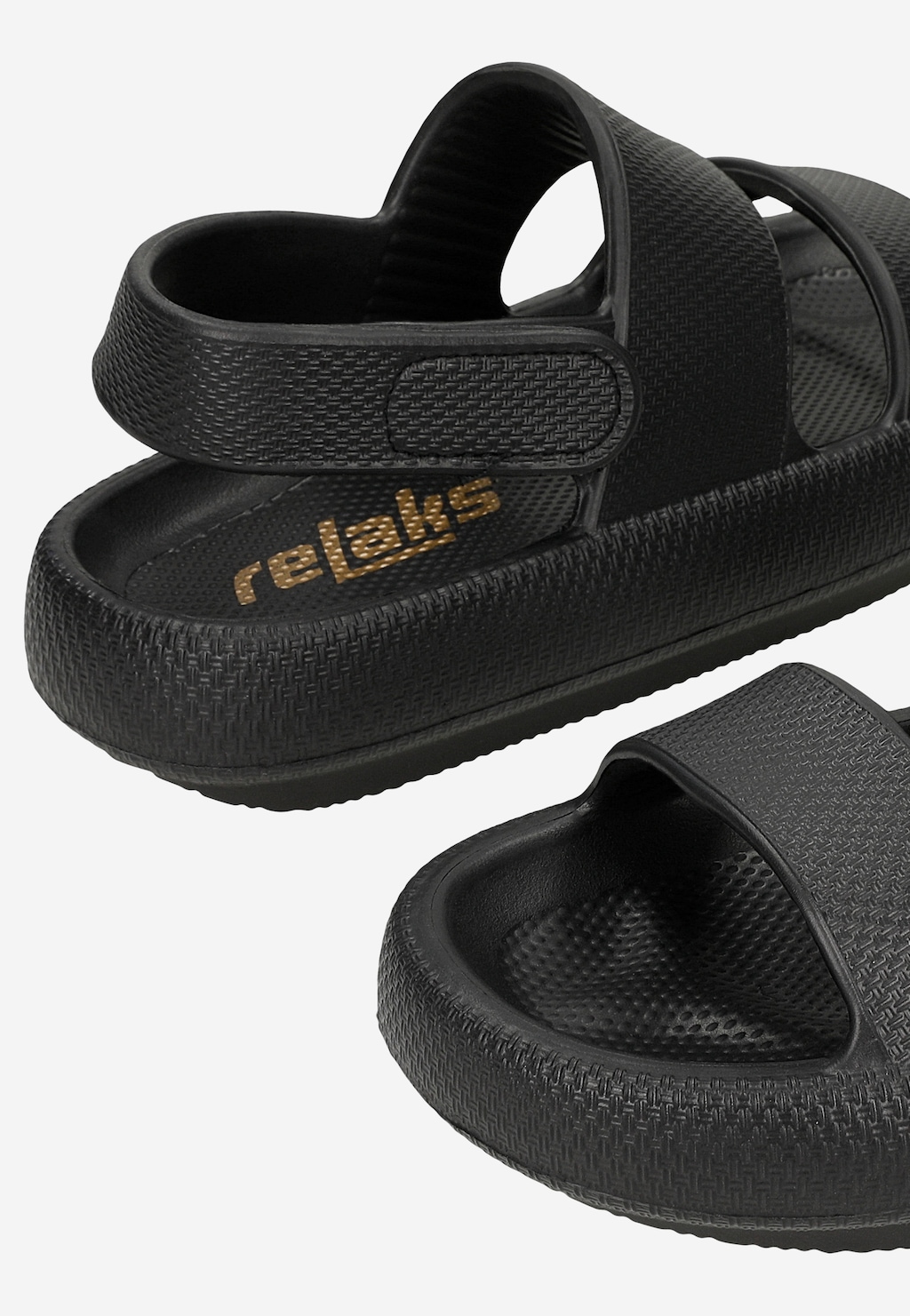 Černé gumové sandály RELAKS na suchý zip R74031-11 Widok 7