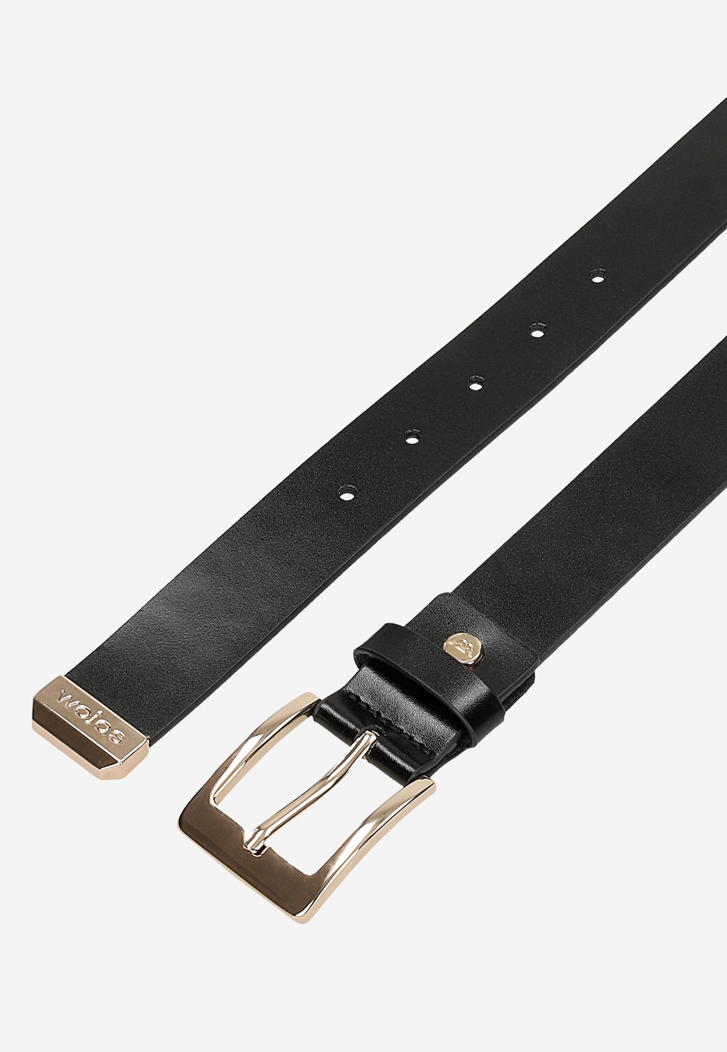 Černý dámský pásek z lícové kůže se zlatou sponou 93136-71 Widok 4