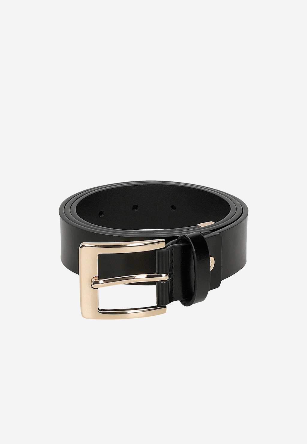 Černý dámský pásek z lícové kůže se zlatou sponou 93136-71 Widok 5