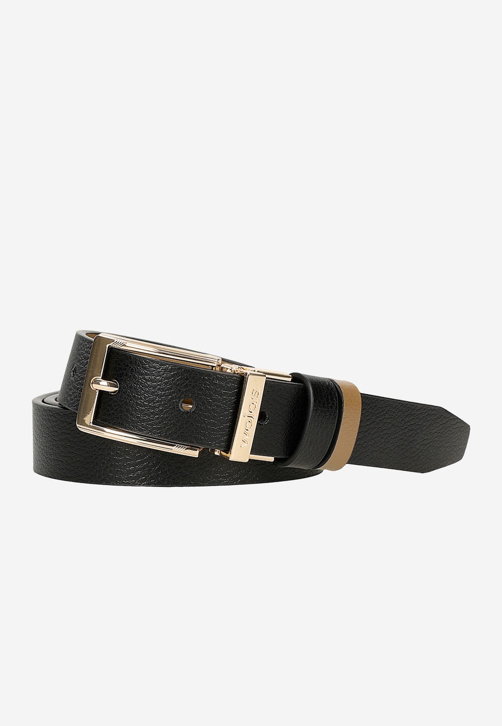 Oboustranný černobéžový pásek se zlatou přezkou 93102-51 Widok 2