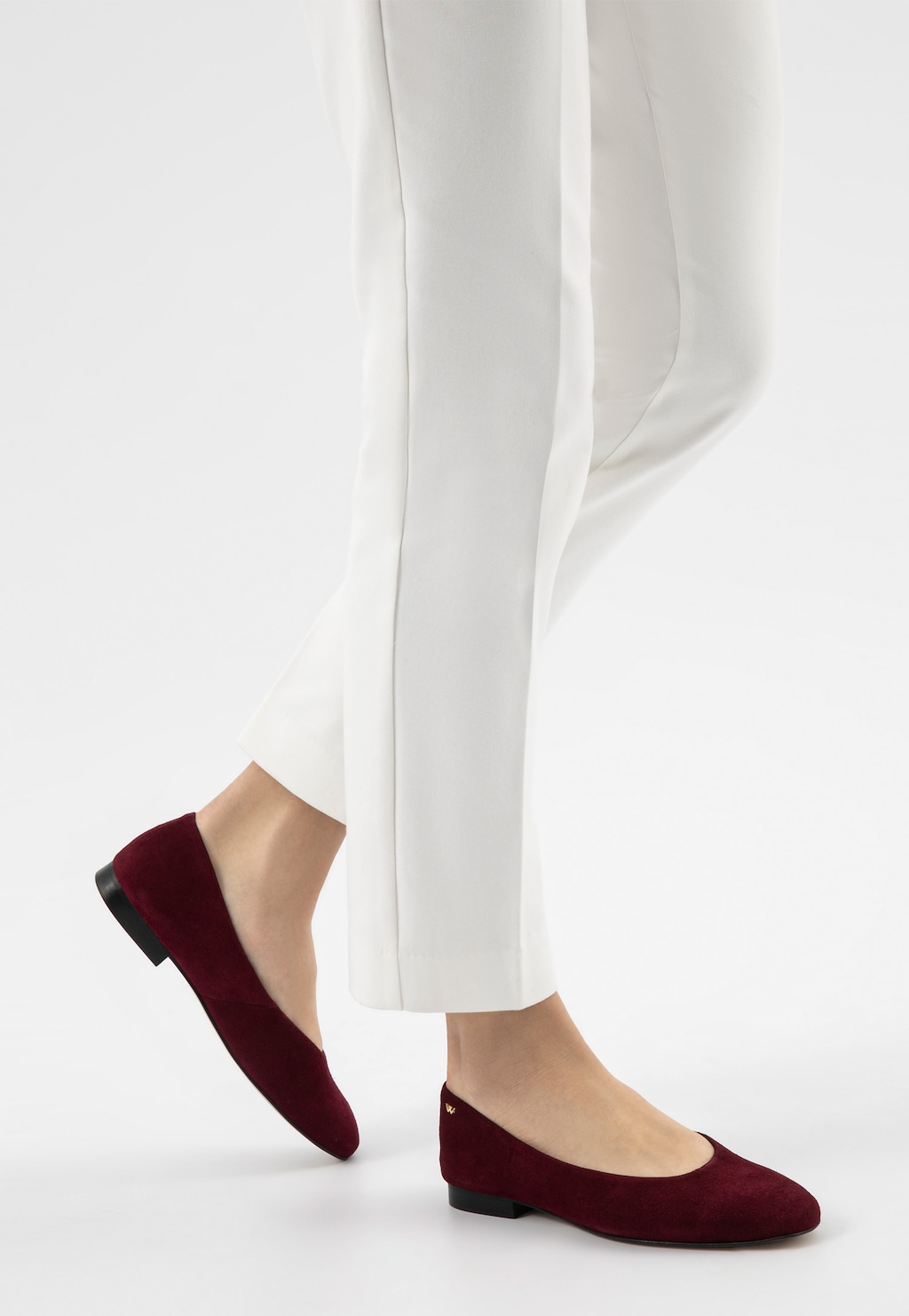 Bordó dámské balerínky z velurové kůže 44003-65 Widok 7