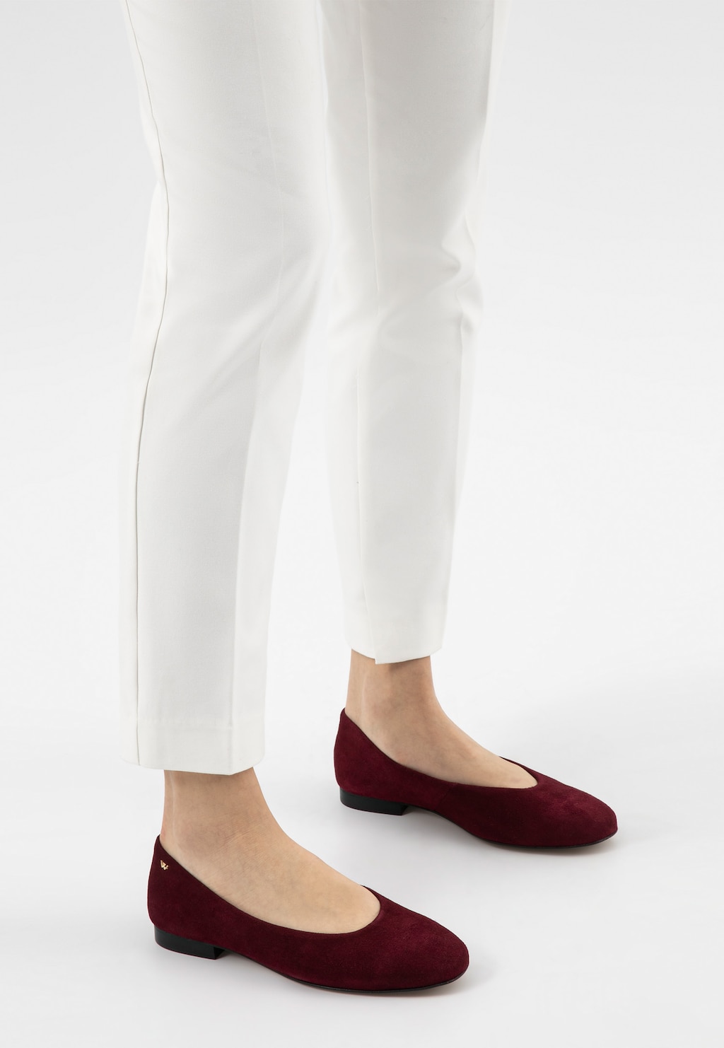 Bordó dámské balerínky z velurové kůže 44003-65 Widok 8