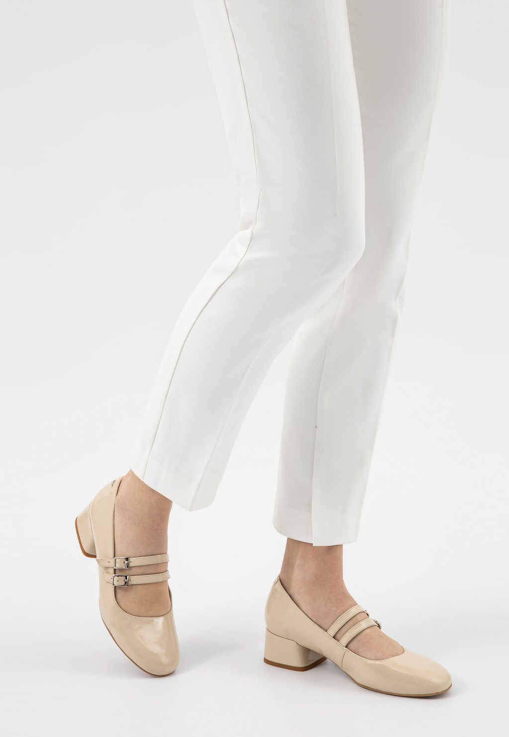 Béžové lodičky Mary Jane z lakované kůže 44054-34 Widok 8