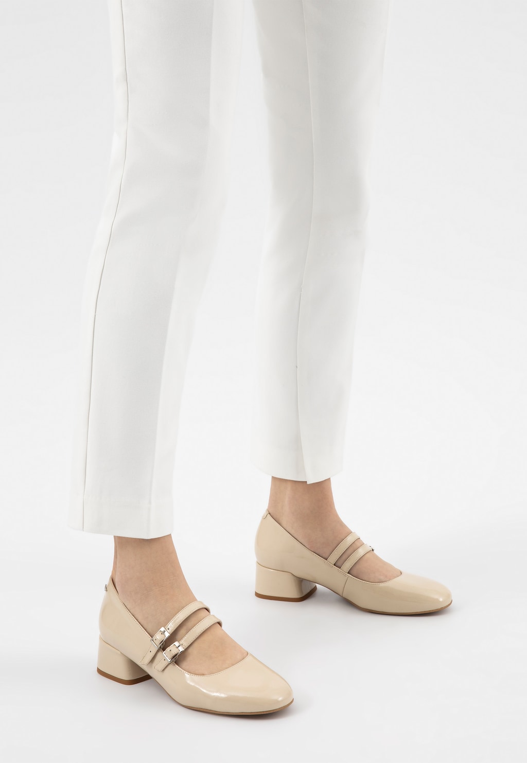 Béžové lodičky Mary Jane z lakované kůže 44054-34 Widok 9