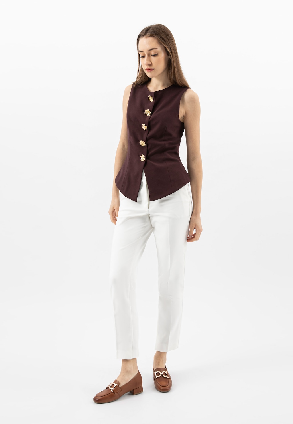 Brązowe wsuwane półbuty na obcasie 46320-52 Widok 9