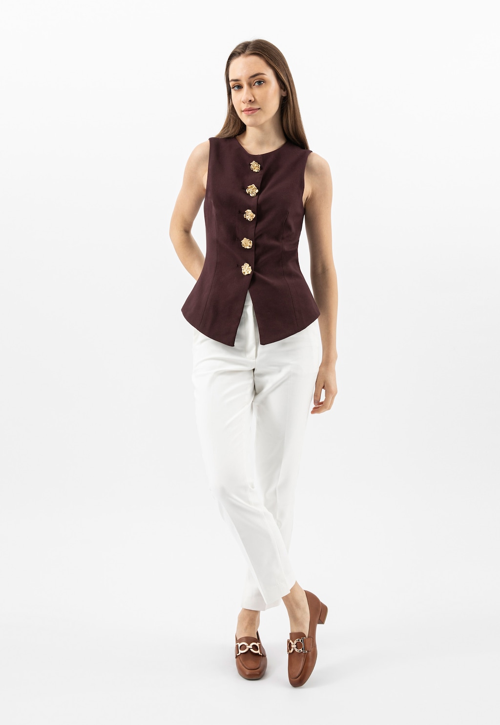 Brązowe wsuwane półbuty na obcasie 46320-52 Widok 1