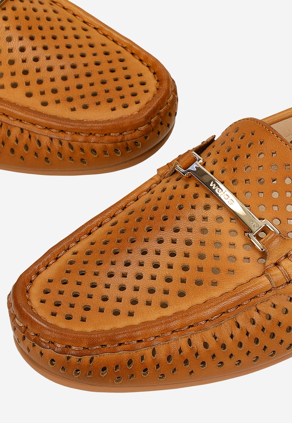 Světle hnědé kožené mokasíny s perforací 46326-53 Widok 7