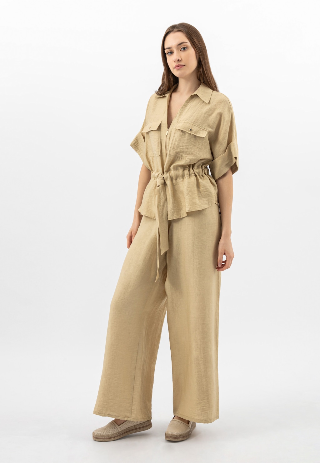 Béžové perforované polobotky ve stylu espadrilek 46336-54 Widok 10