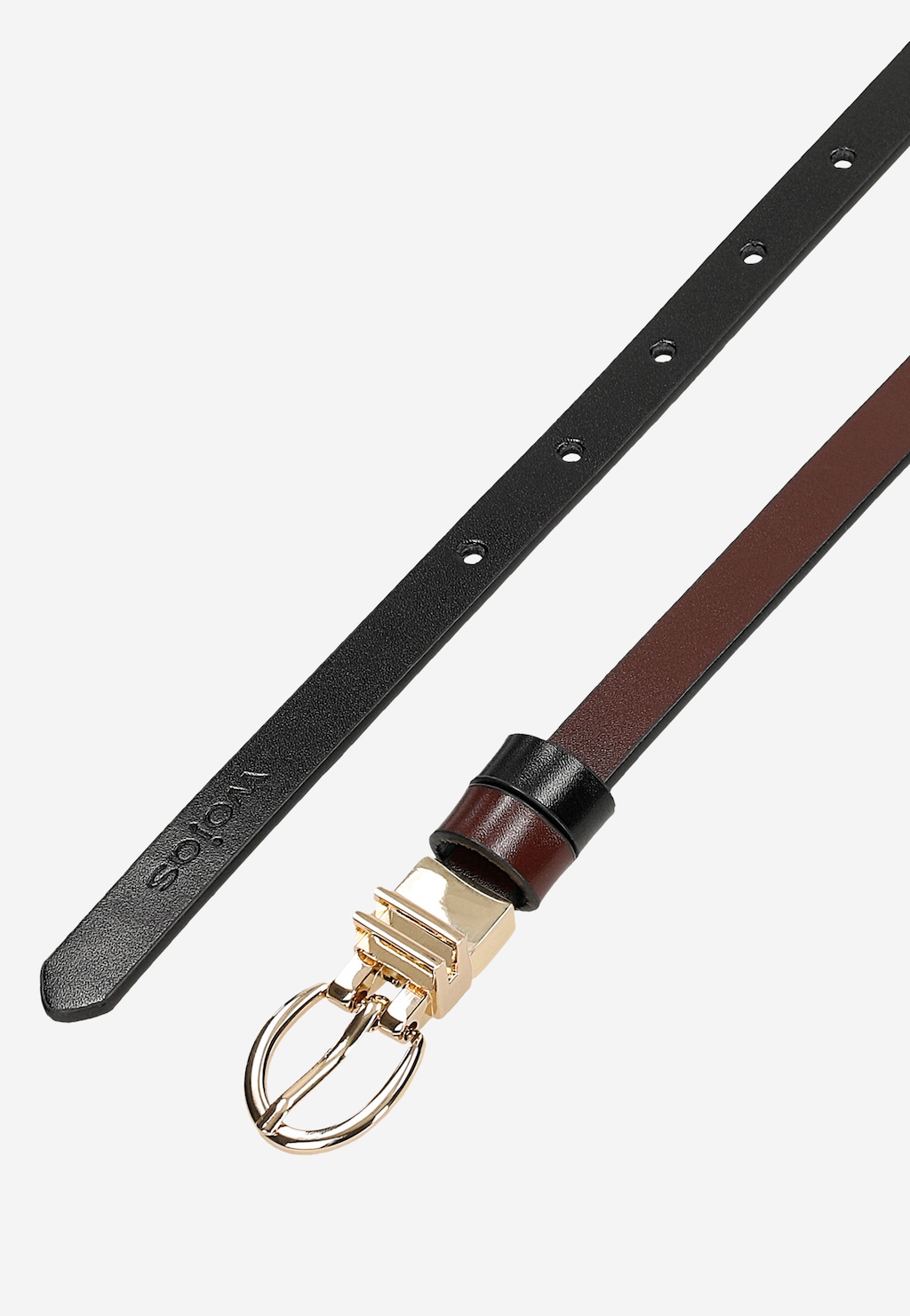 Černo-burgundský oboustranný dámský pásek 93135-55 Widok 5