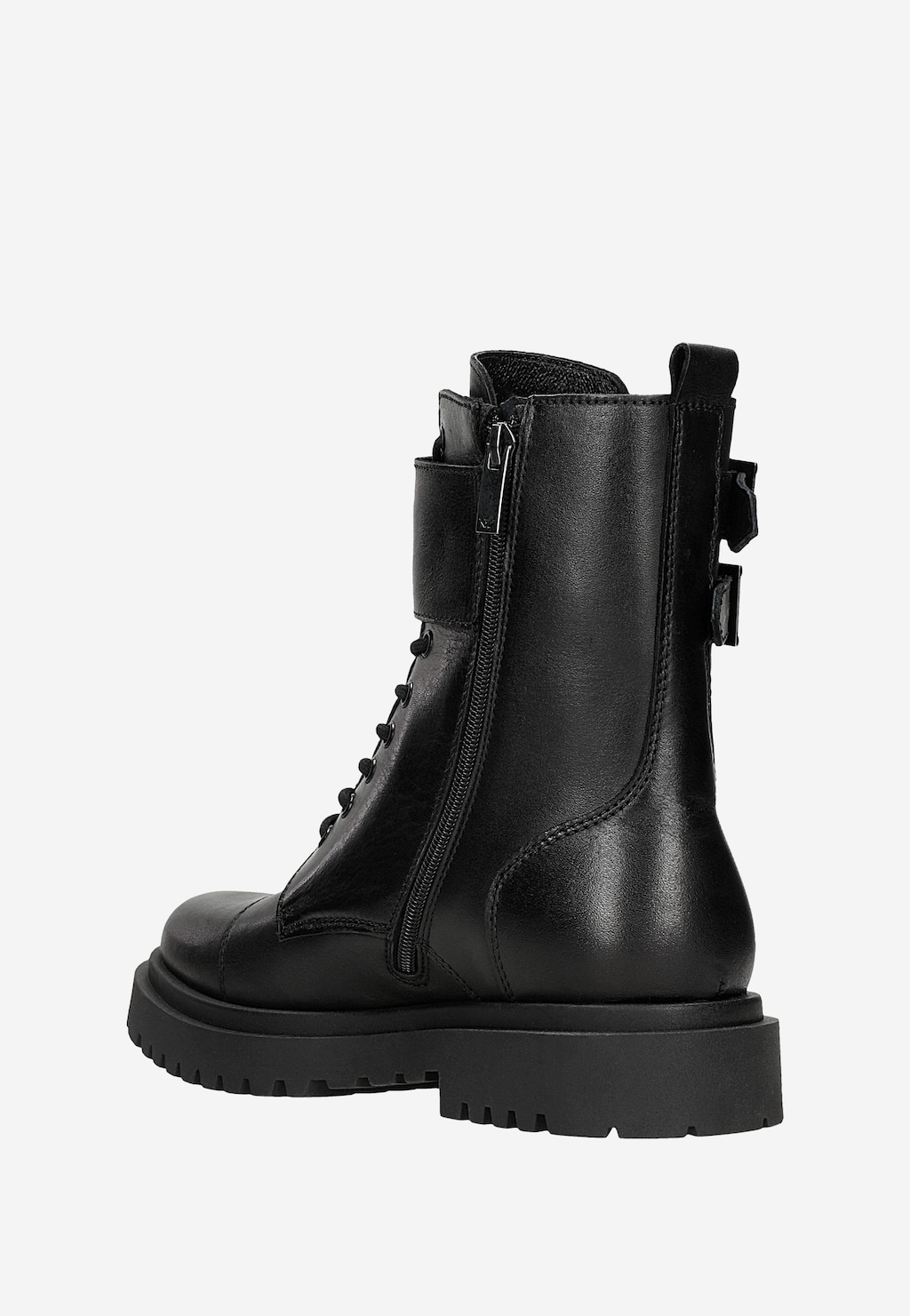 Černé kožené pánské motorkářské boty na zip 24124-41 Widok 3