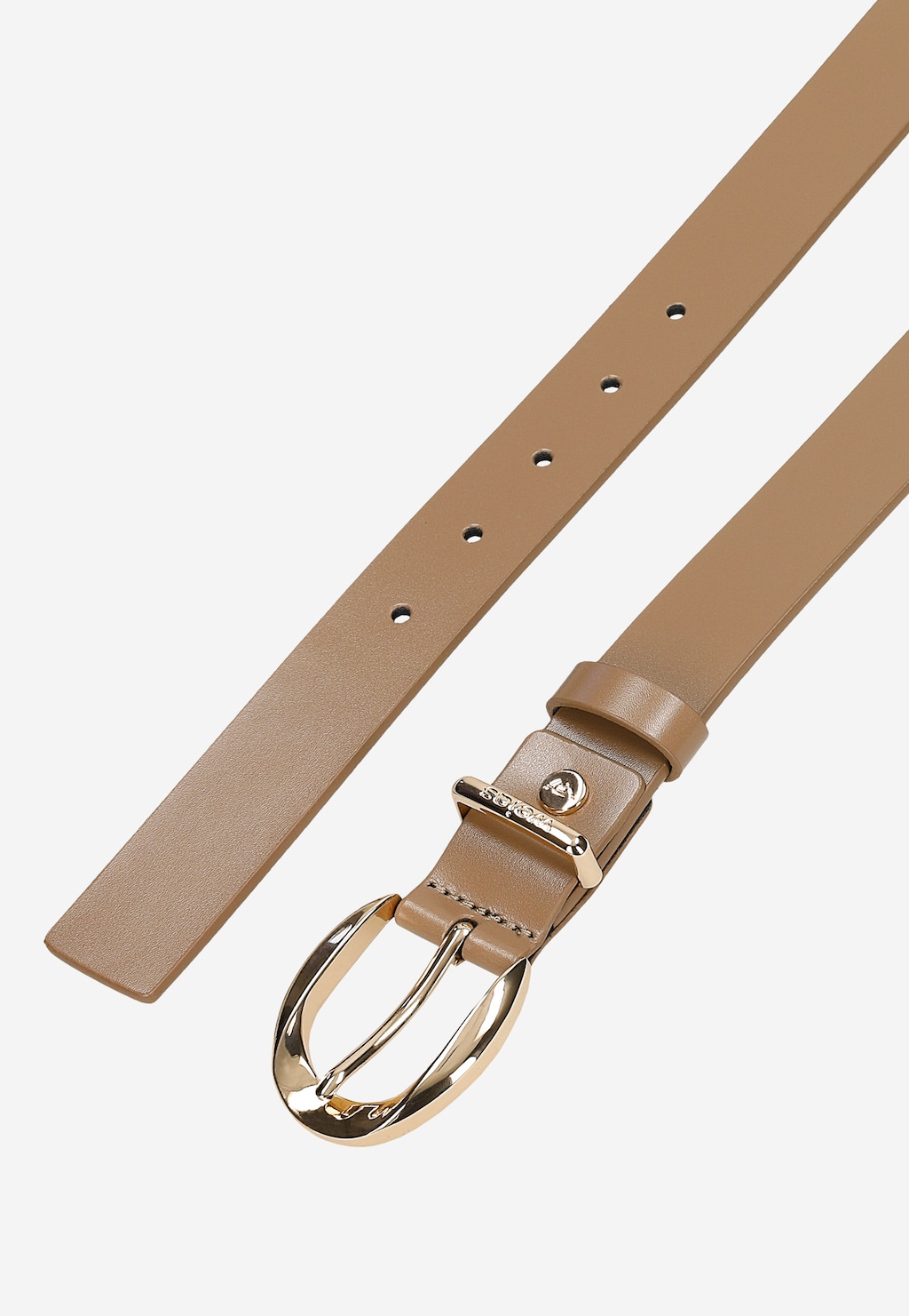 Béžový kožený pásek s oválnou sponu 93113-54 Widok 4