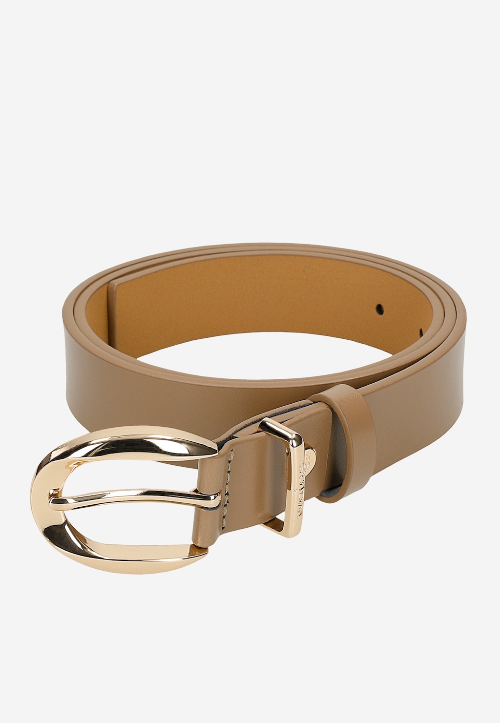 Béžový kožený pásek s oválnou sponu 93113-54 Widok 5