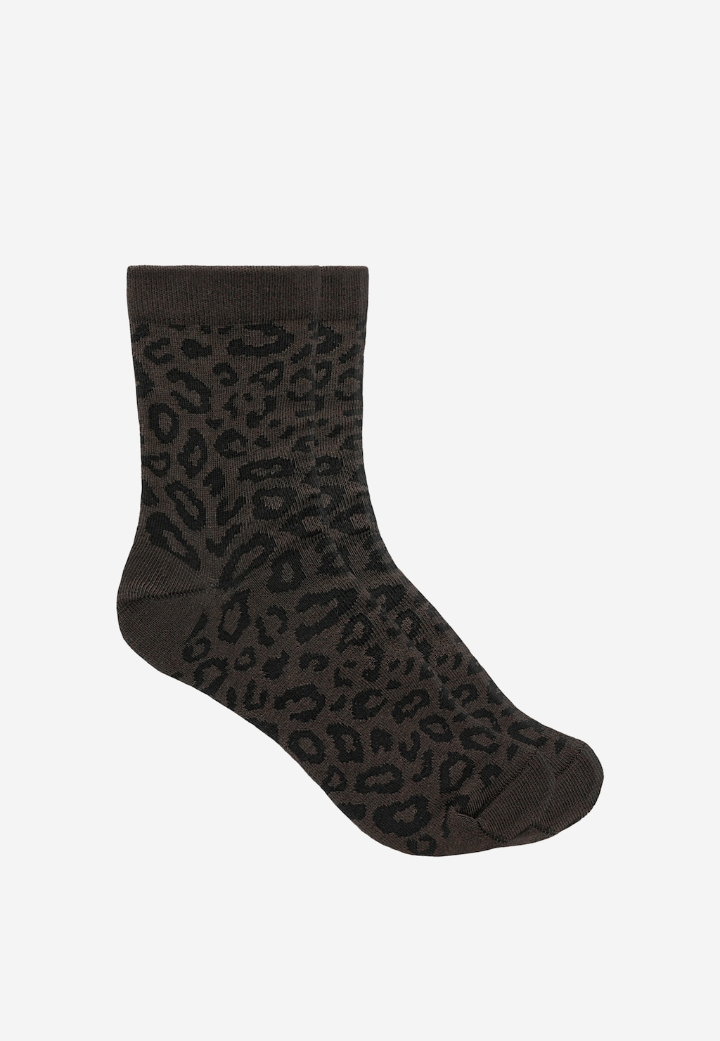 Tmavě hnědé ponožky s leopardím vzorem 97075-82 Widok 1