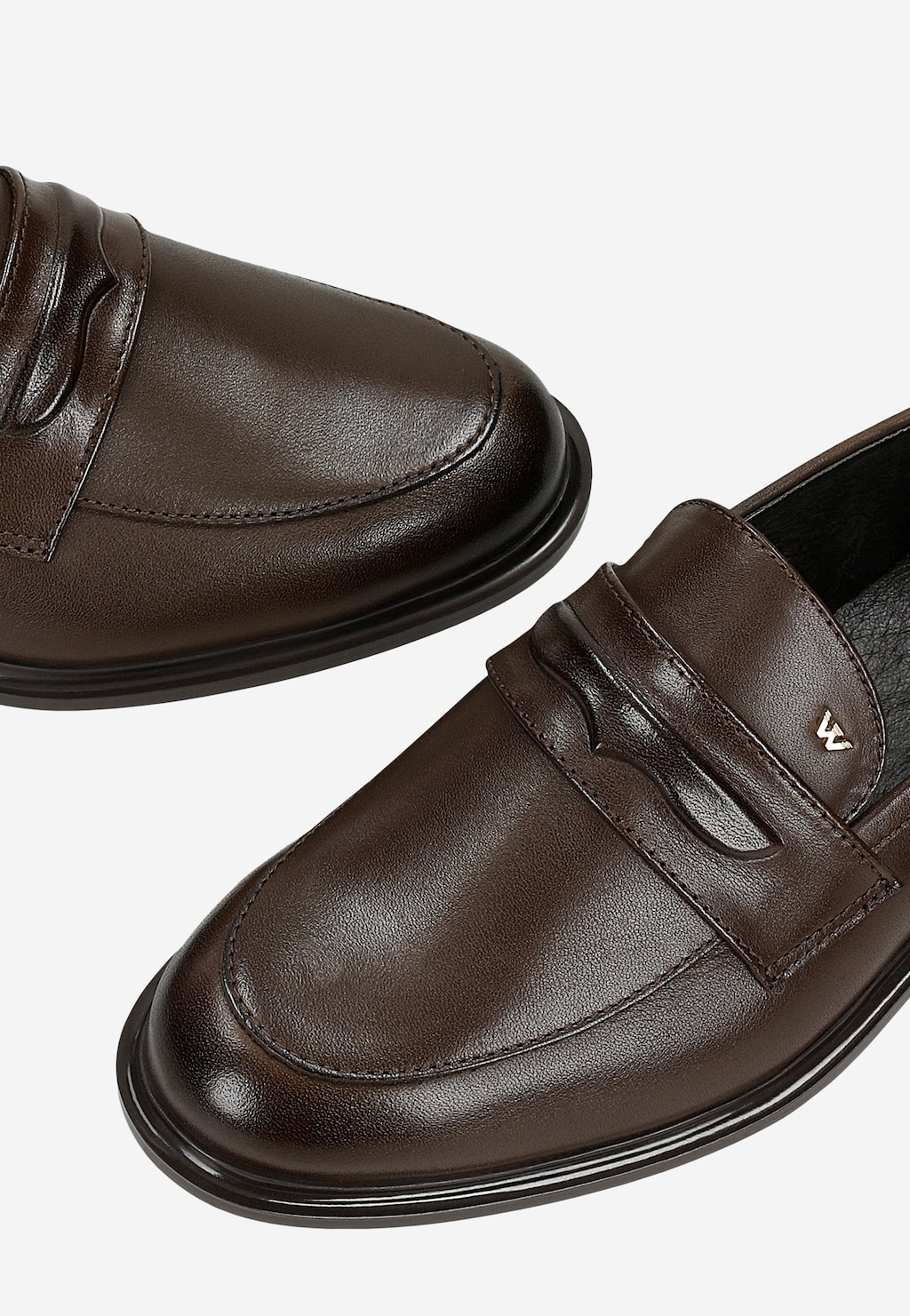 Hnědé kožené dámské mokasíny typu penny loafers 46354-52 Widok 6