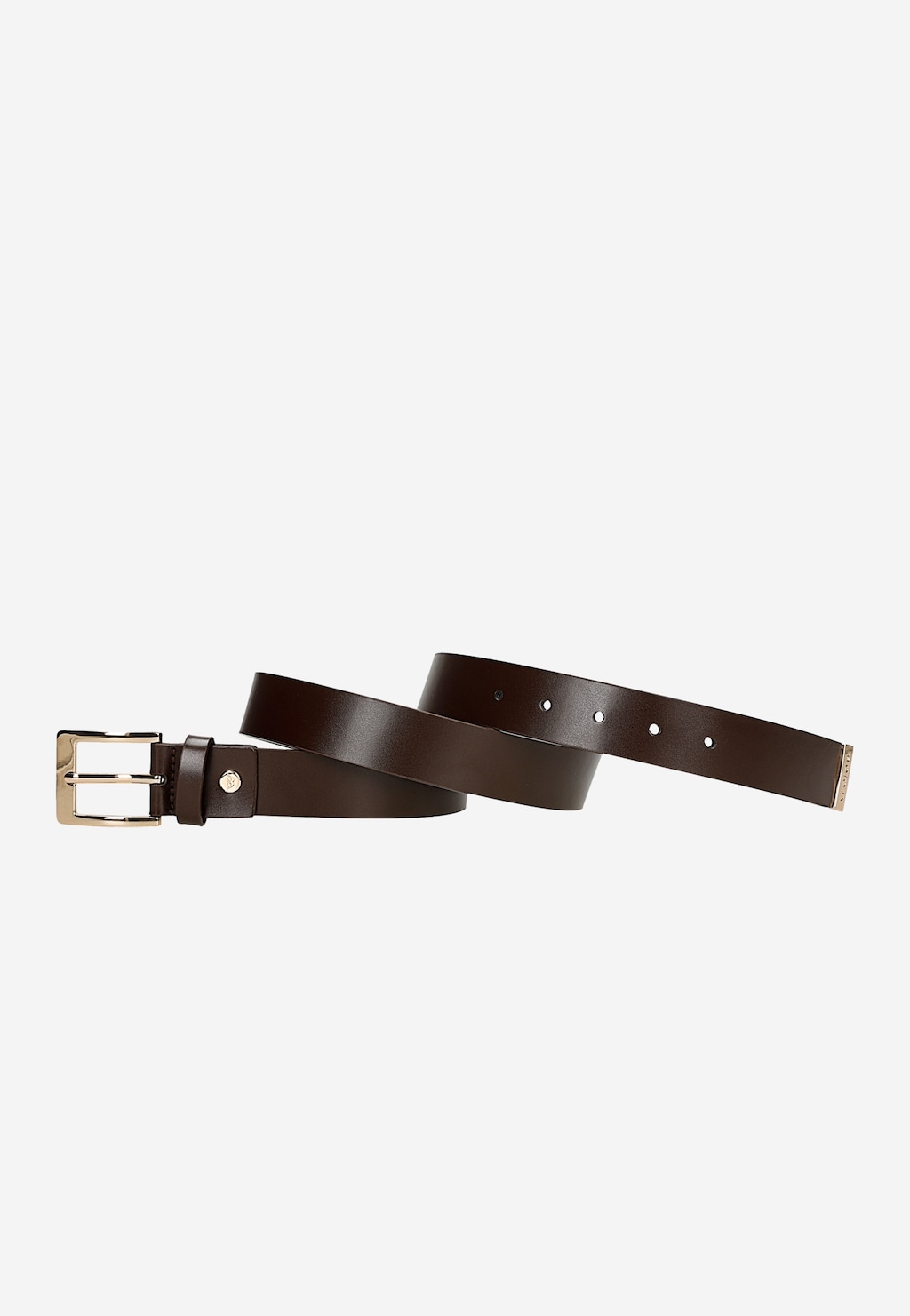 Hnědý kožený pásek se zlatou přezkou 93136-52 Widok 2