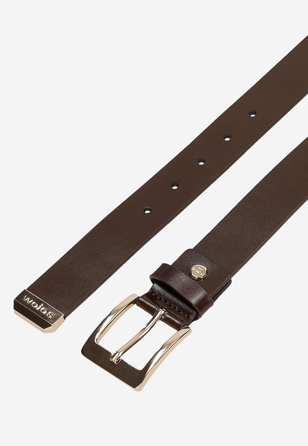 Hnědý kožený pásek se zlatou přezkou 93136-52 Widok 4
