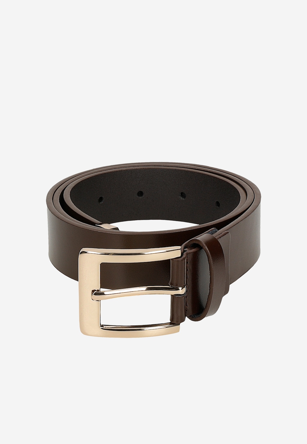 Hnědý kožený pásek se zlatou přezkou 93136-52 Widok 5
