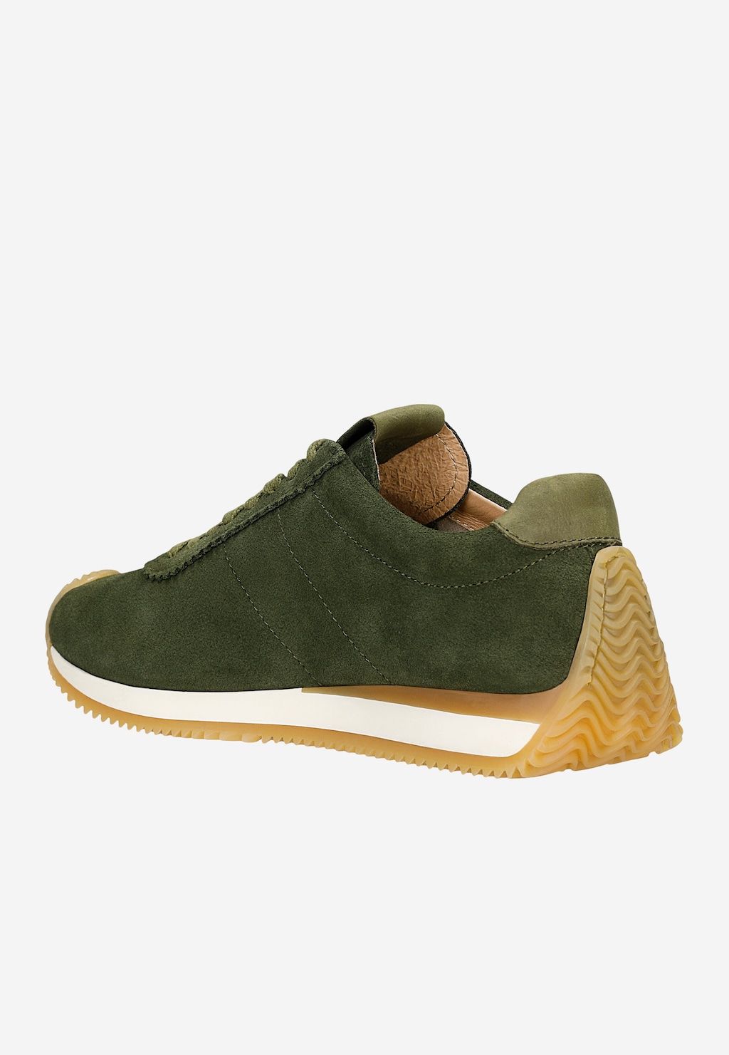 Zielone sneakersy damskie z dwoiny welurowej 46368-77 Widok 3