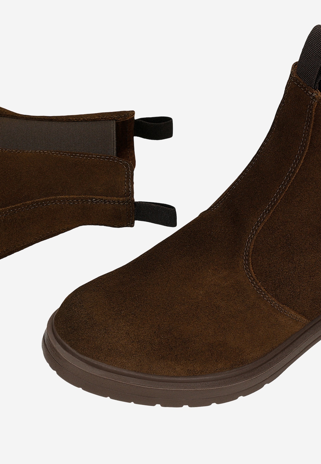 Hnědé dámské podzimní kotníkové boty z broušené kůže 55089-62 Widok 6