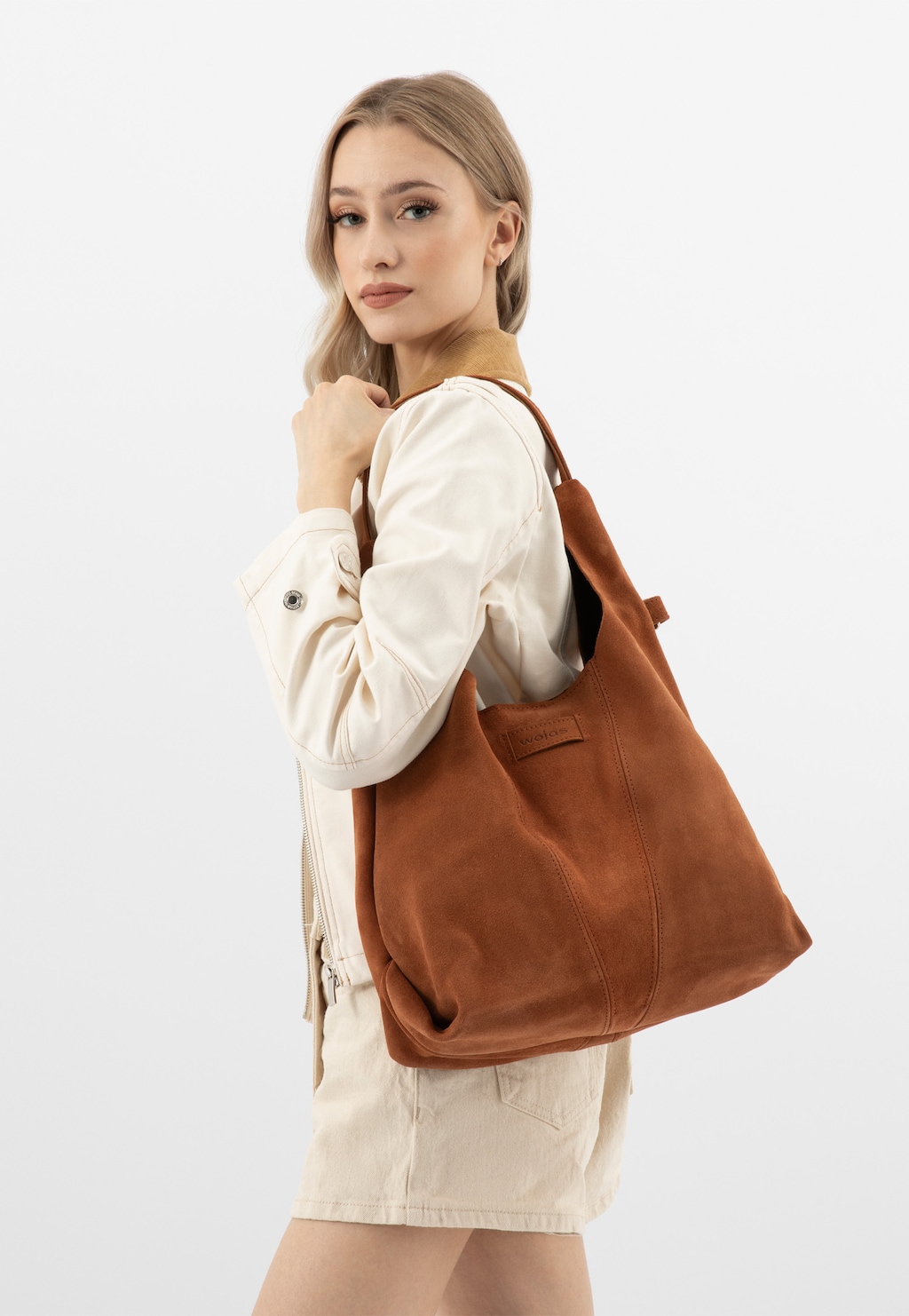 Jasnobrązowa duża torebka damska ze skóry naturalnej 80446-63 Widok 9