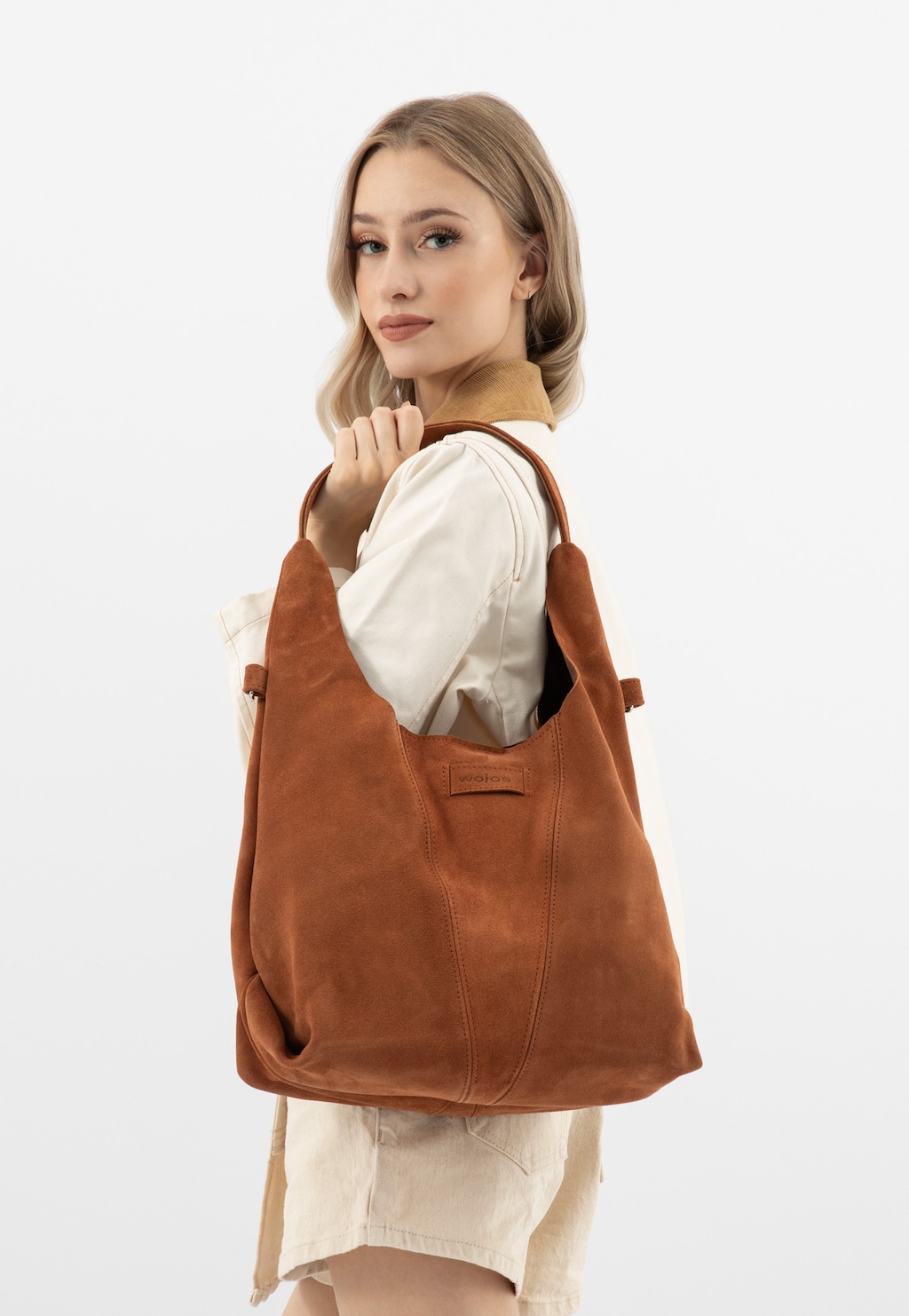 Jasnobrązowa duża torebka damska ze skóry naturalnej 80446-63 Widok 1