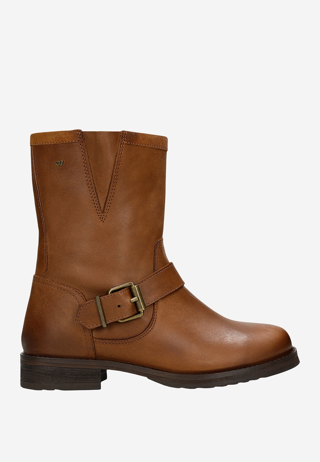 Jasnobrązowe botki zapinane na zamek z ozdobną klamerką 55281-53 Widok 2