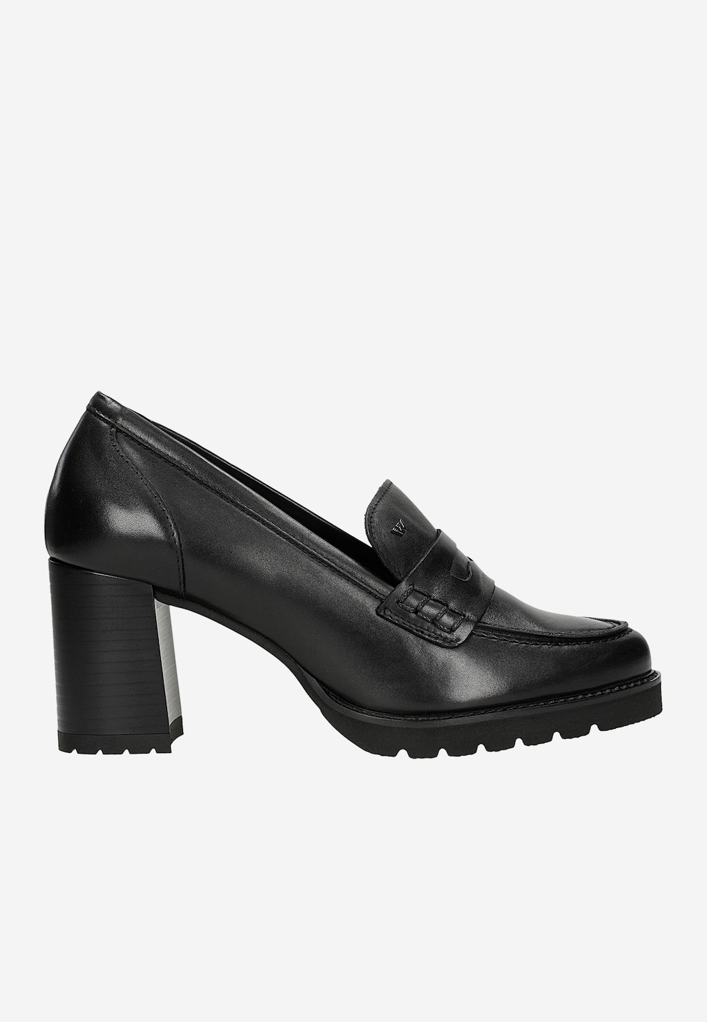 Czarne skórzane mokasyny damskie na słupku 46318-51 Widok 2