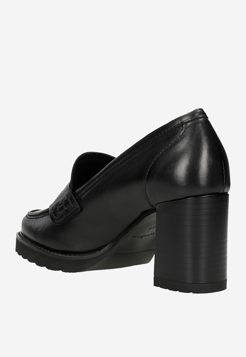 Czarne skórzane mokasyny damskie na słupku 46318-51 Widok 4
